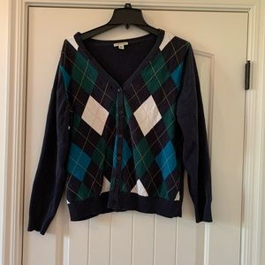 Blue Argyle Pattern Cardigan